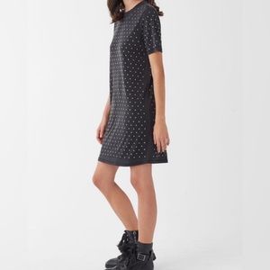 Splendid women Eclipse sandwash black tshirt dress covered with silver studs